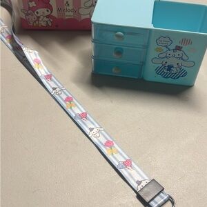 Sanrio Cinnamoroll Blue & Pink Heart Rose Lanyard Strap+ desk organizer